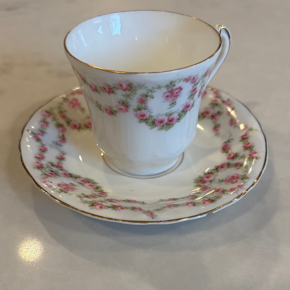 Floral Porcelain Teacup and Saucer Set